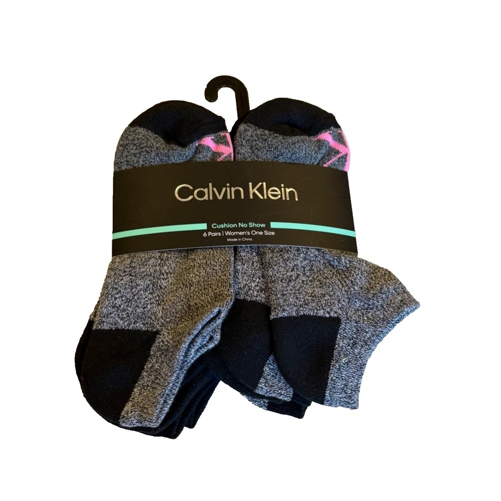 Calvin Klein Women's Cushioned No Show Socks - pack‎ of 6 pairs - gray and black